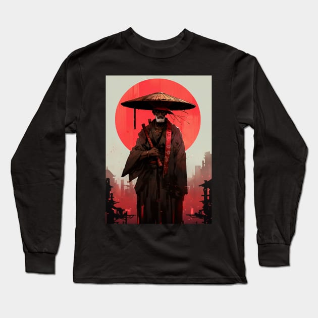 Old Black Samurai Long Sleeve T-Shirt by diegosilva.arts